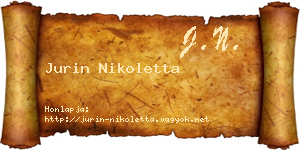 Jurin Nikoletta névjegykártya